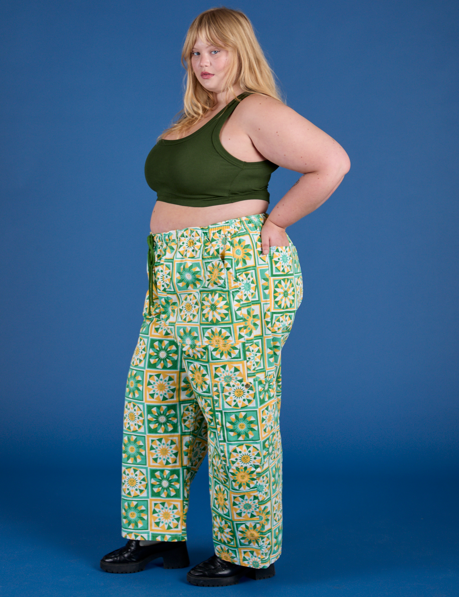 Drop Pocket Cargo Pants - Spring Quilt Print