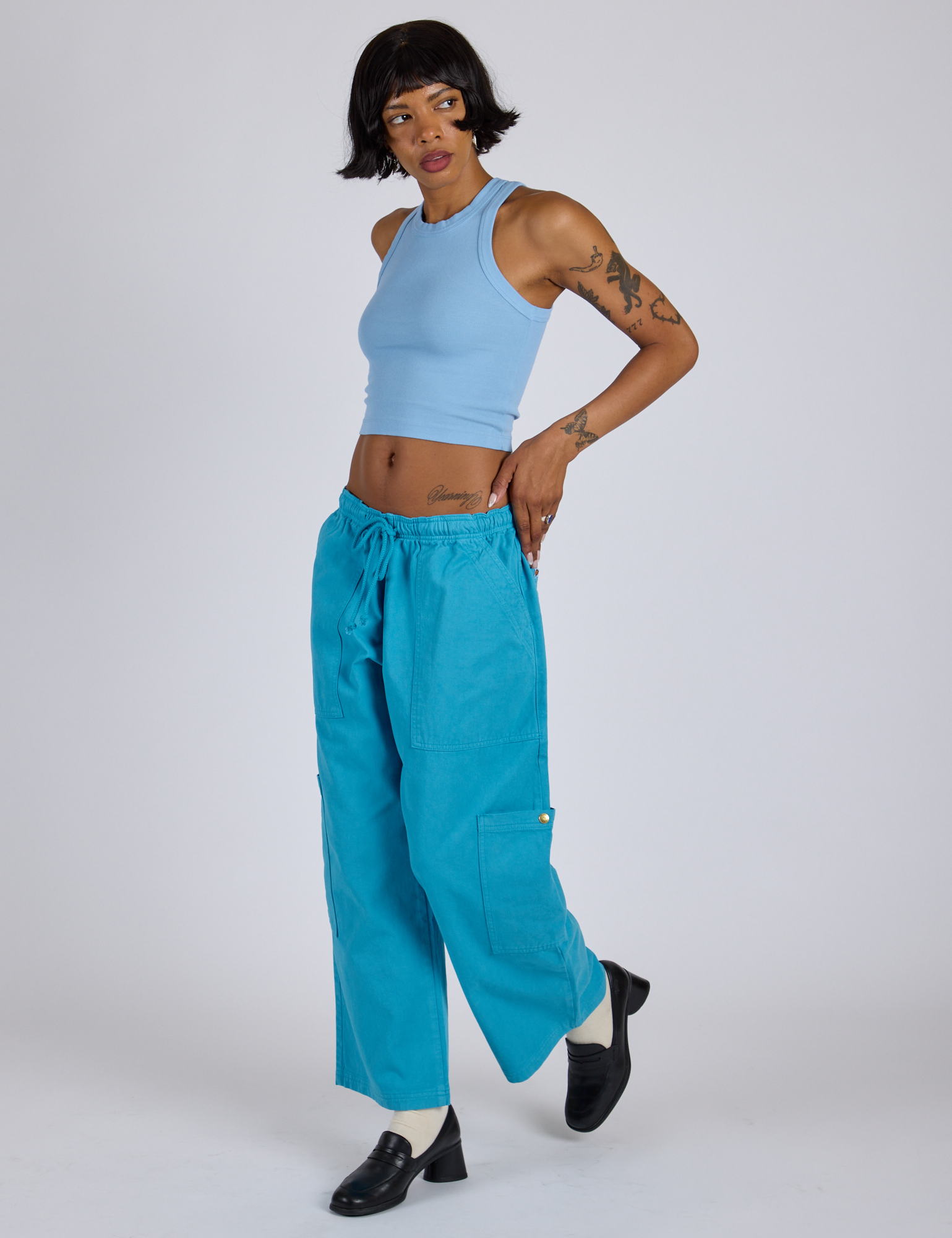 Drop Pocket Cargo Pants - Hawaiian Blue