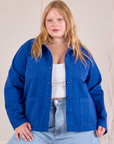 Juliet is wearing Ripstop Work Jacket in Royal Blue