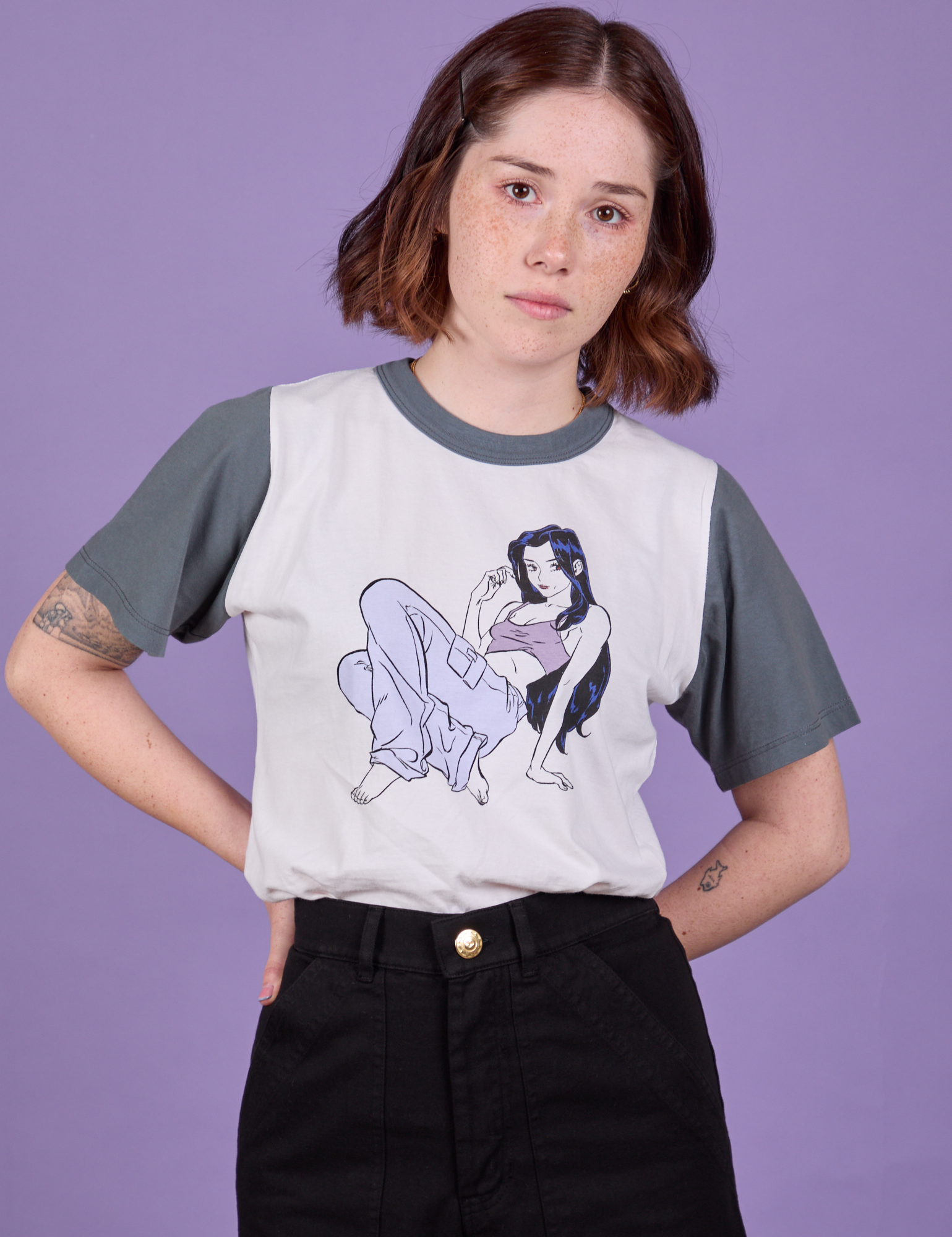 Hana is wearing Grey Cool Girl Tee