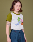Olive Lottie Tee angled front view on Hana