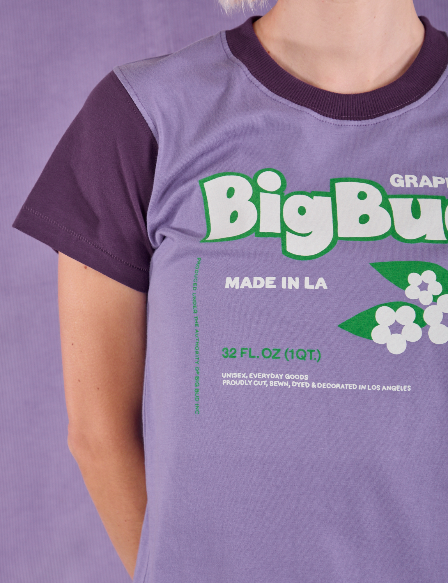 Vintage Tee in Grape Soda front close up on Madeline