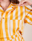 Lemon Stripe Jumpsuit front close up on Sydney