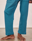 Cropped Rolled Cuff Sweatpants in Marine Blue pant leg close up on Jerrod