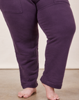 Cropped Rolled Cuff Sweatpants in Nebula Purple pant leg close up on Ashley