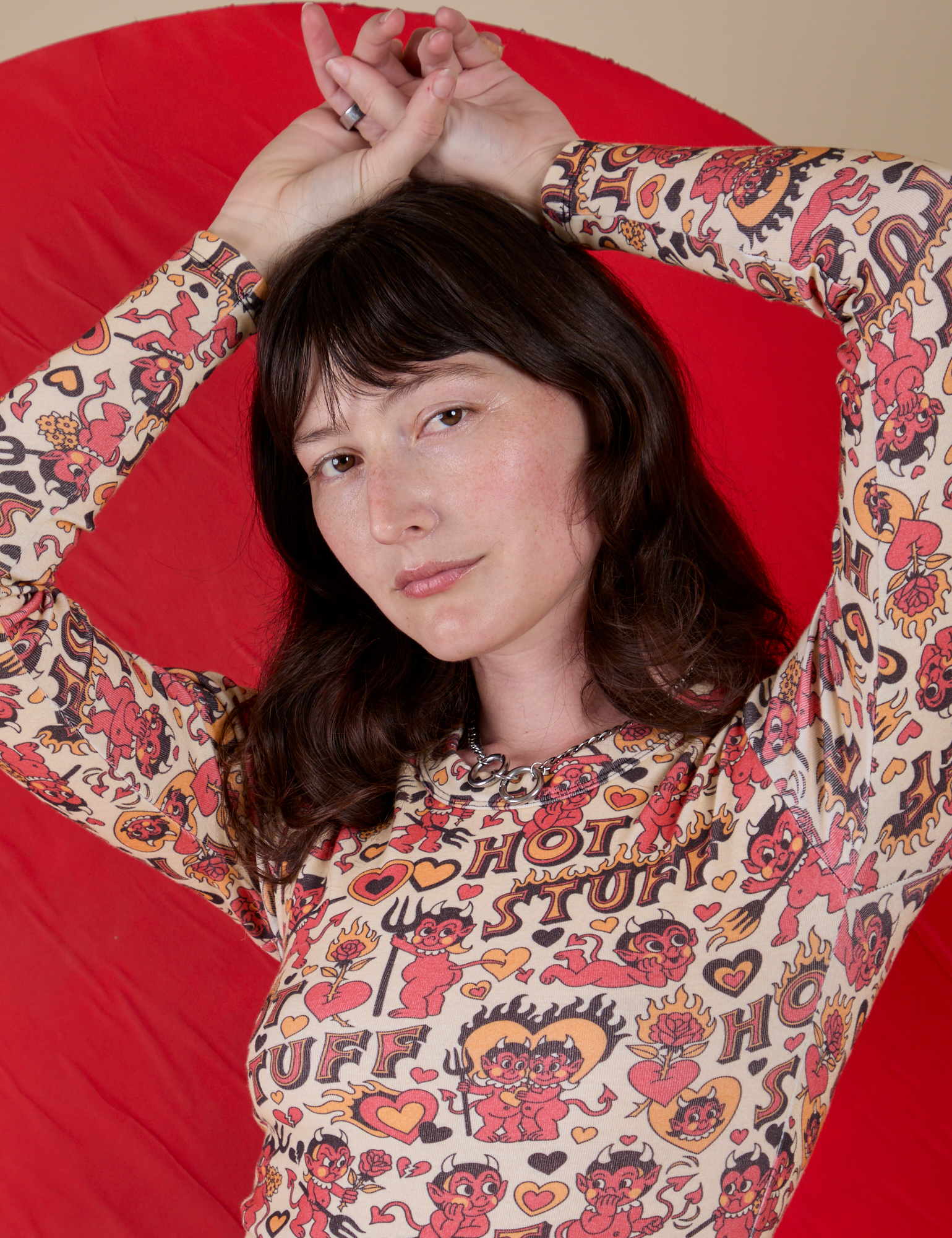 Long Sleeve Baby Tee - Hot Stuff Print