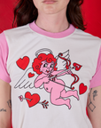 Front close up of Vintage Tee in Cupid on Alex