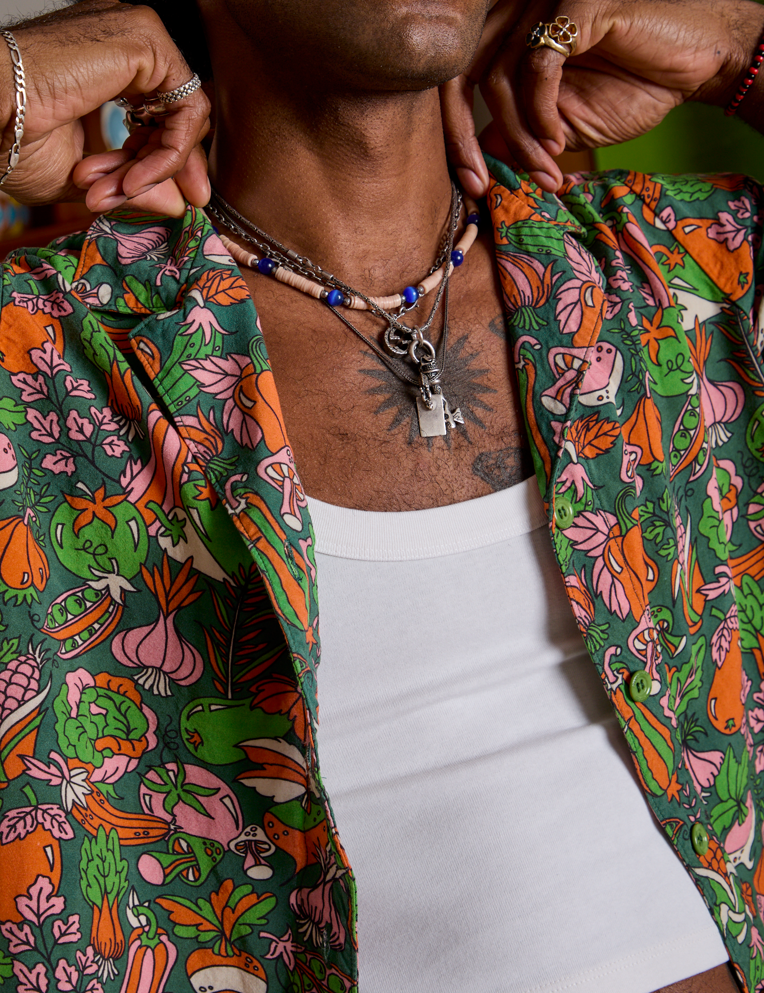 Kitchen Collection Pantry Button-Up close up on Jerrod