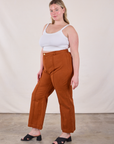 Side view of Western Pants in Burnt Terracotta and Cami in Vintage Tee Off-White on Lish