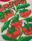 Close up of red tomatoes on a green vine graphic