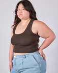 Cropped Tank Top in Espresso Brown angled front view on Ashley