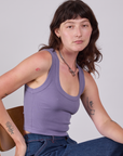 Cropped Tank Top in Faded Grape side view on Alex