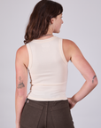 Tank Top in Vintage Tee Off-White back view on Alex