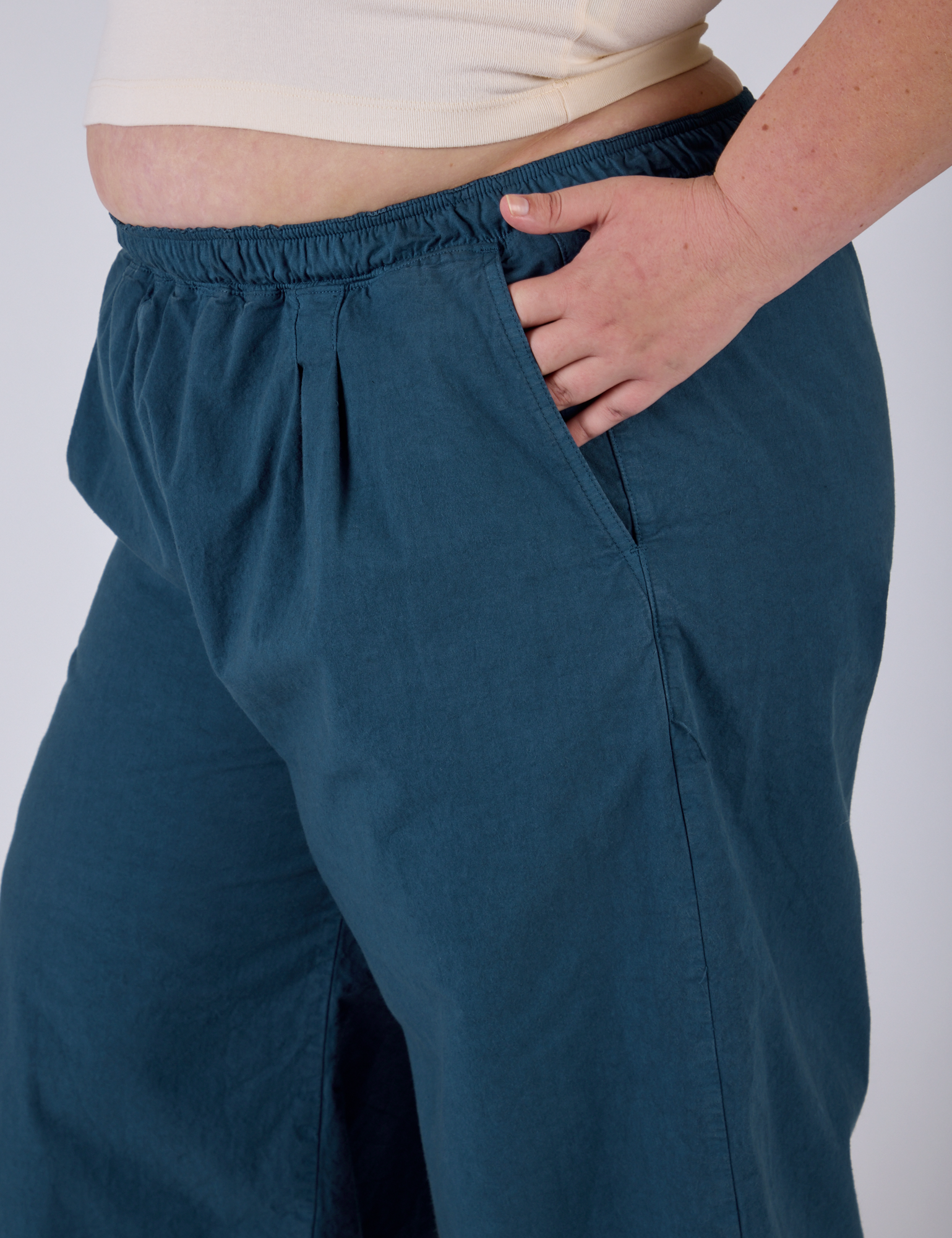 Pleated Pull-On Pants - Lagoon