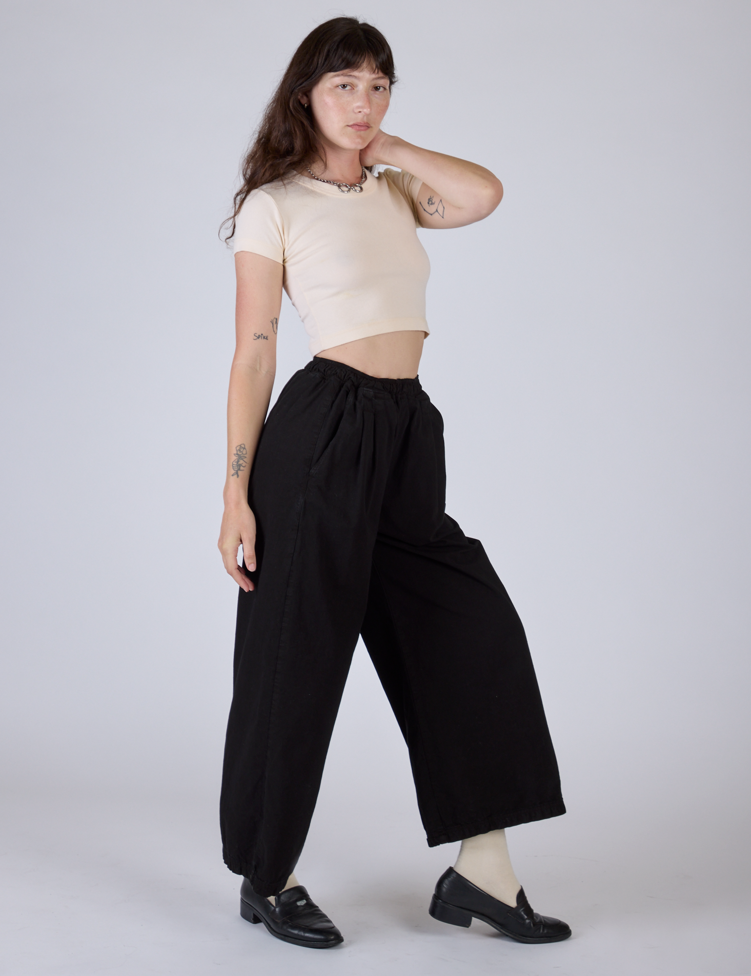 Pleated Pull-On Pants - Basic Black