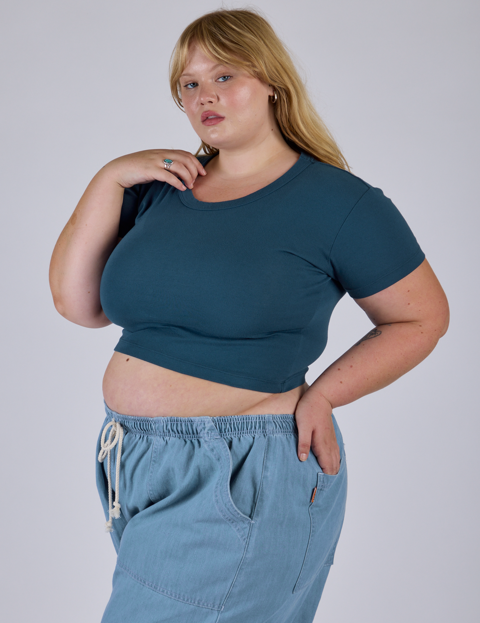 Cropped Baby Tee - Lagoon