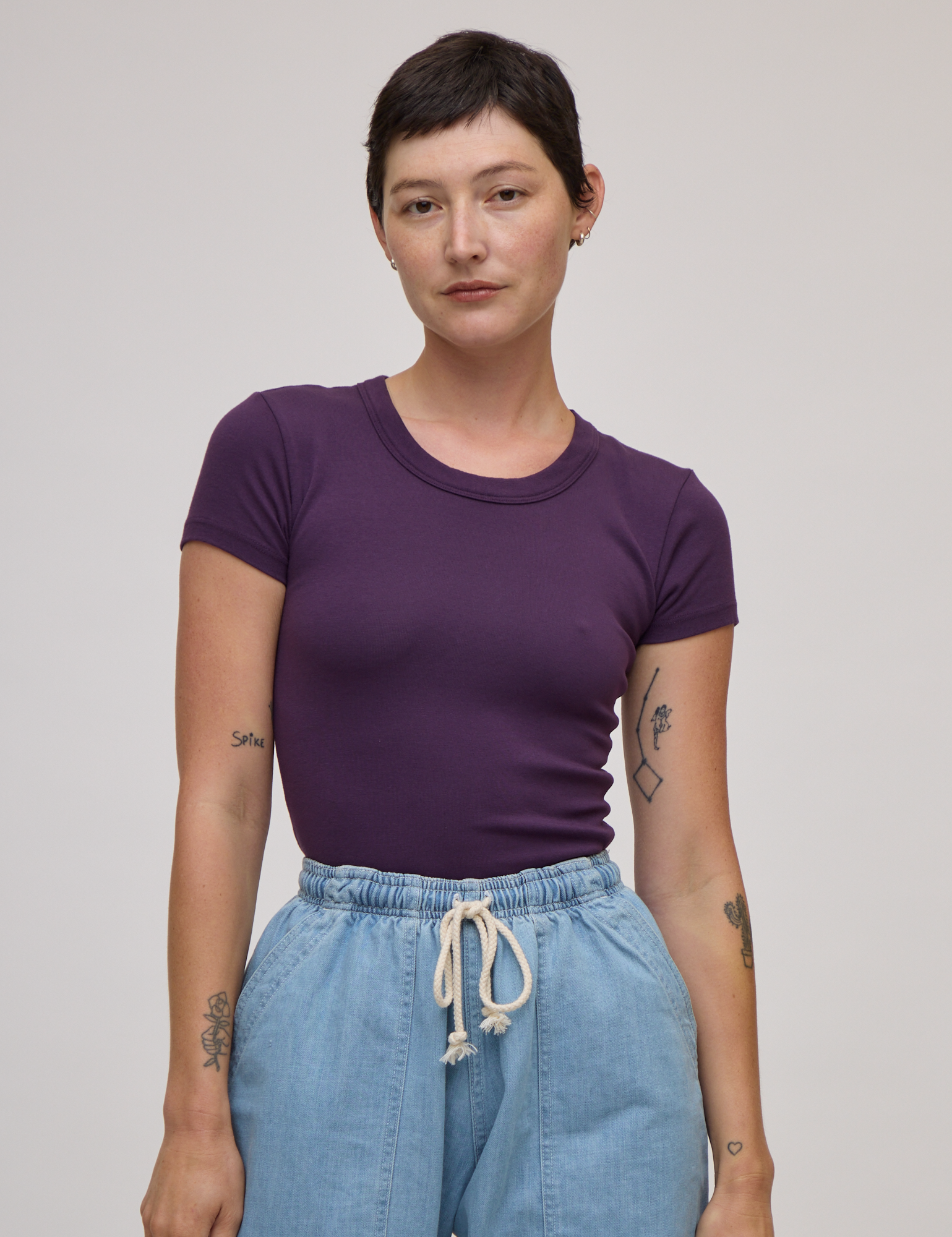 Baby Tee in Nebula Purple on Alex