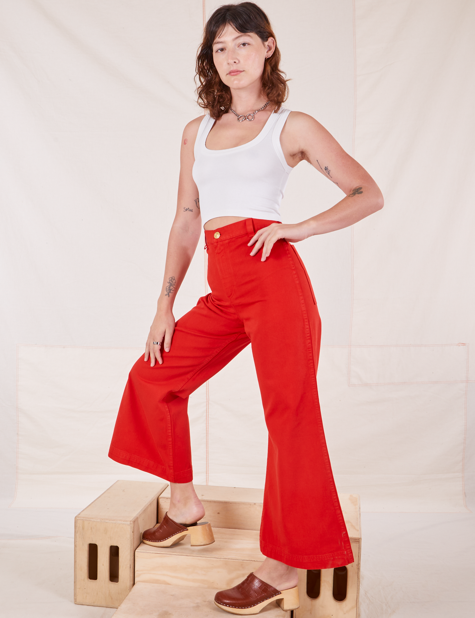 Bonnie Pants - High Waisted Tailored Wide Leg Pants in Red | Showpo USA