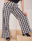 Close up of Wide Leg Trousers in Big Gingham on Tiara