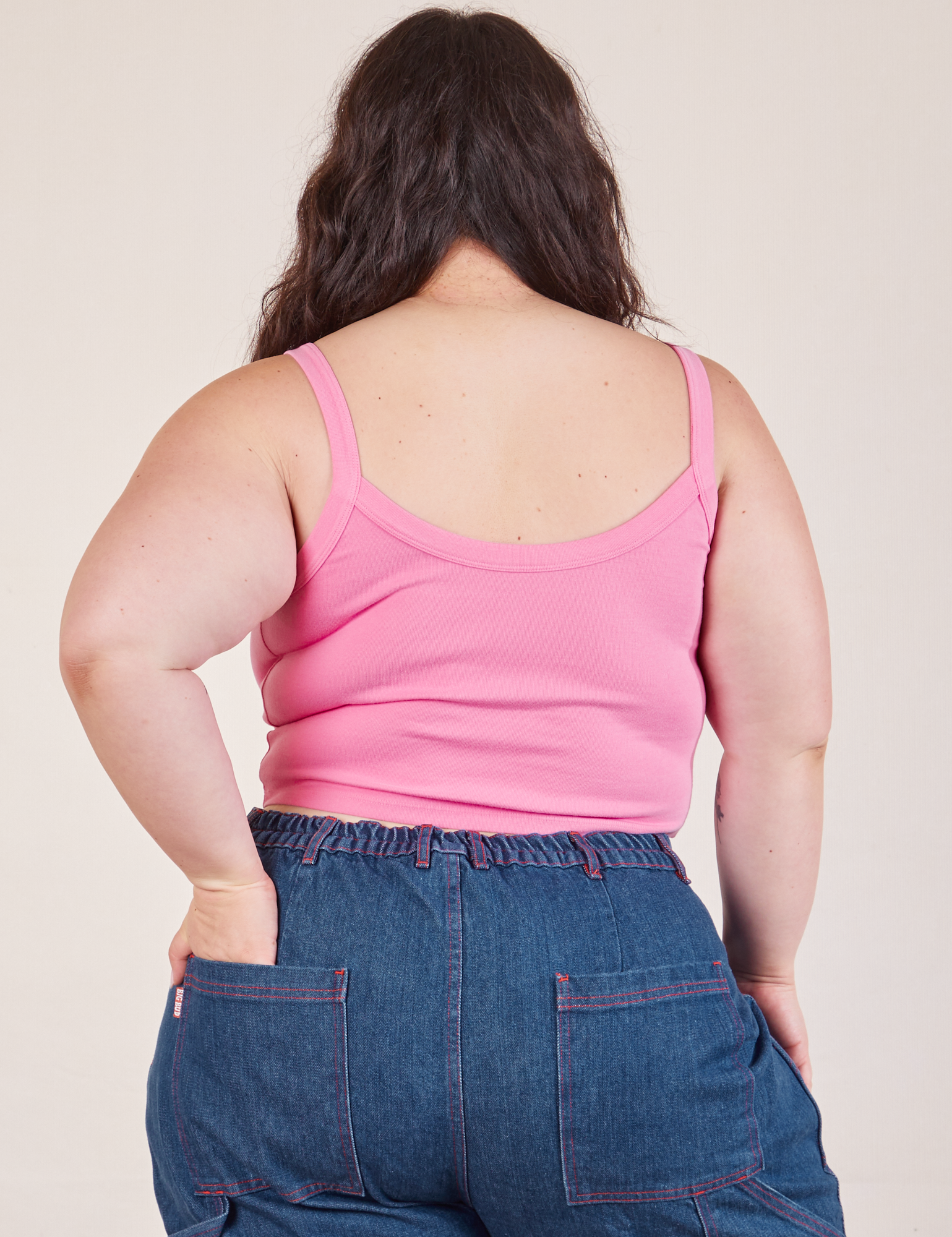 Cropped Cami in Bubblegum Pink back view on Ashley