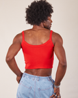 Cropped Cami in Mustang Red back view on Jerrod