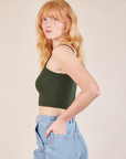 Cropped Cami in Swamp Green side view on Margaret