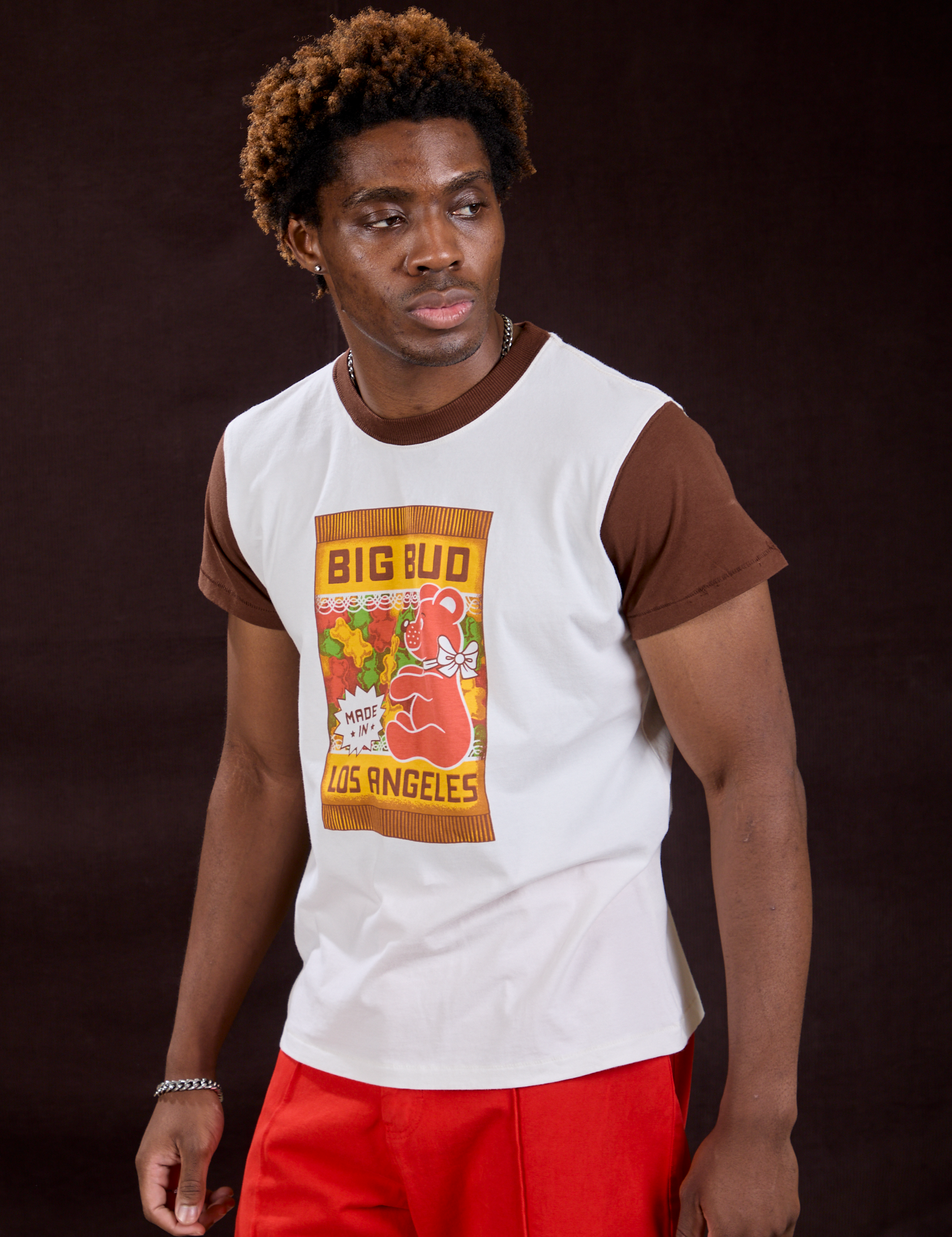 Vintage Tee in Gummy Bear angled front view on Isaac