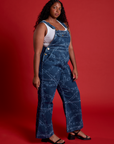 Angled front view of Carpenter Overalls in Chain Link on Meghna