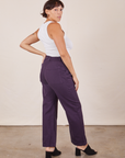 Angled back view of Work Pants in Nebula Purple worn by Tiara