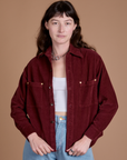 Cropped Corduroy Overshirt - Red Wine