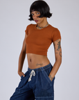 Cropped Baby Tee - Burnt Terracotta
