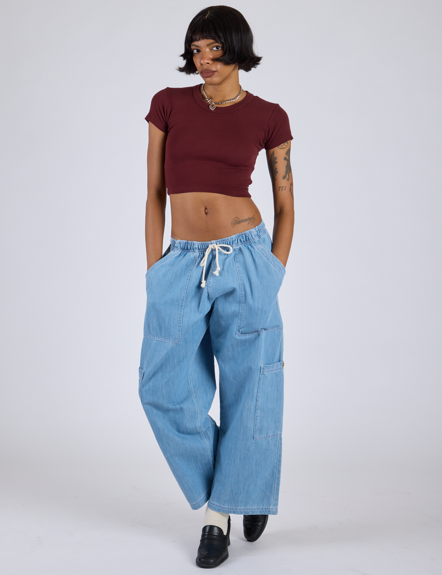 Cropped Baby Tee - Red Wine