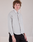 Cropped Overshirt in Stone White angled front view on Quinn