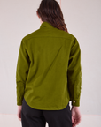 Cropped Overshirt in Summer Olive back view on Alex