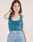 Hana is wearing Cropped Tank Top in Marine Blue