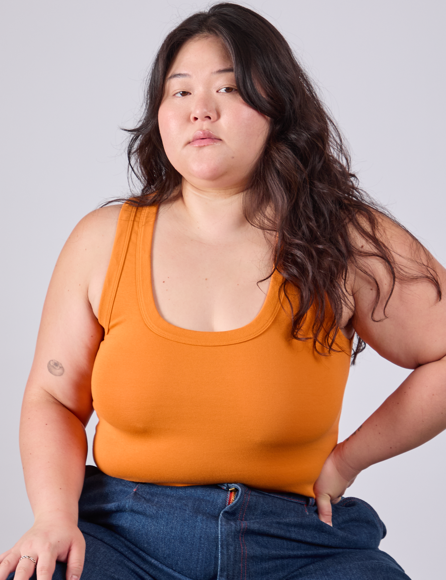 Cropped Tank Top in Creamsicle Orange on Ashley