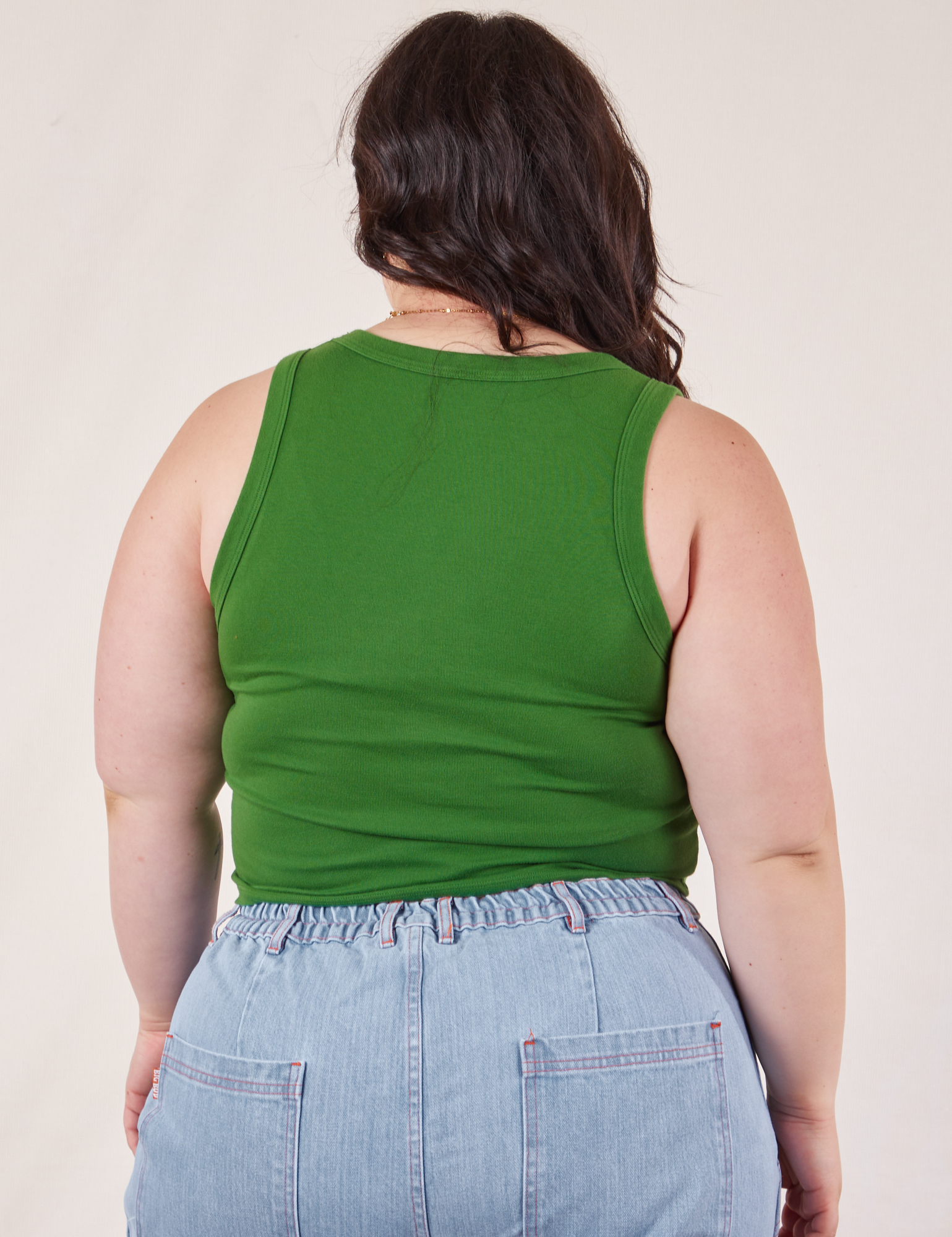 Cropped Tank Top in Lawn Green back view on Ashley