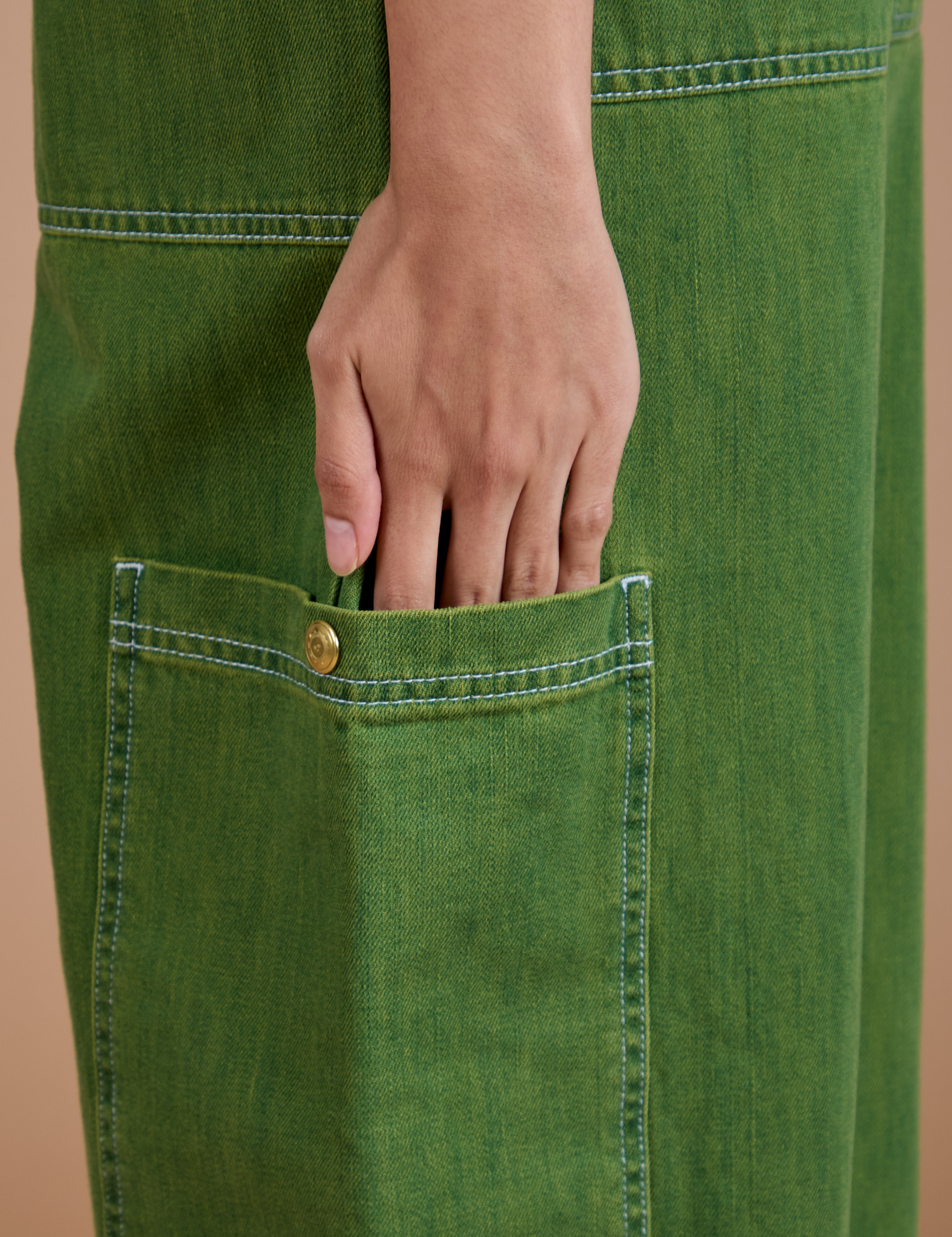 TRY-A-STYLE - Denim Drop Pocket Pants -Green Overdye *FINAL SALE*