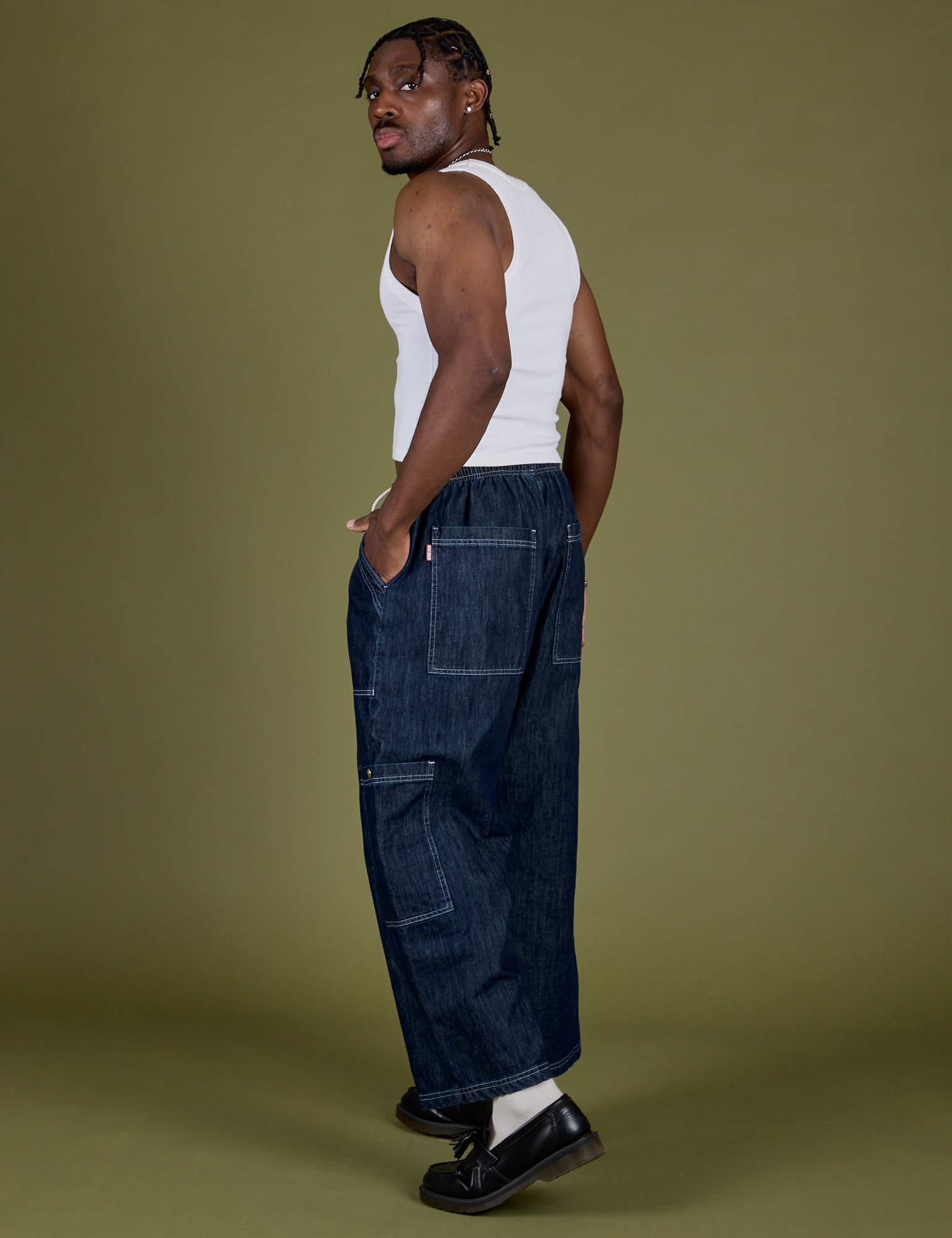 TRY-A-STYLE - Denim Drop Pocket Pants - Dark Wash *FINAL SALE*