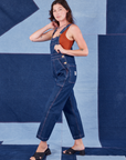 Indigo Denim Original Overalls in Dark Wash side view on Alex