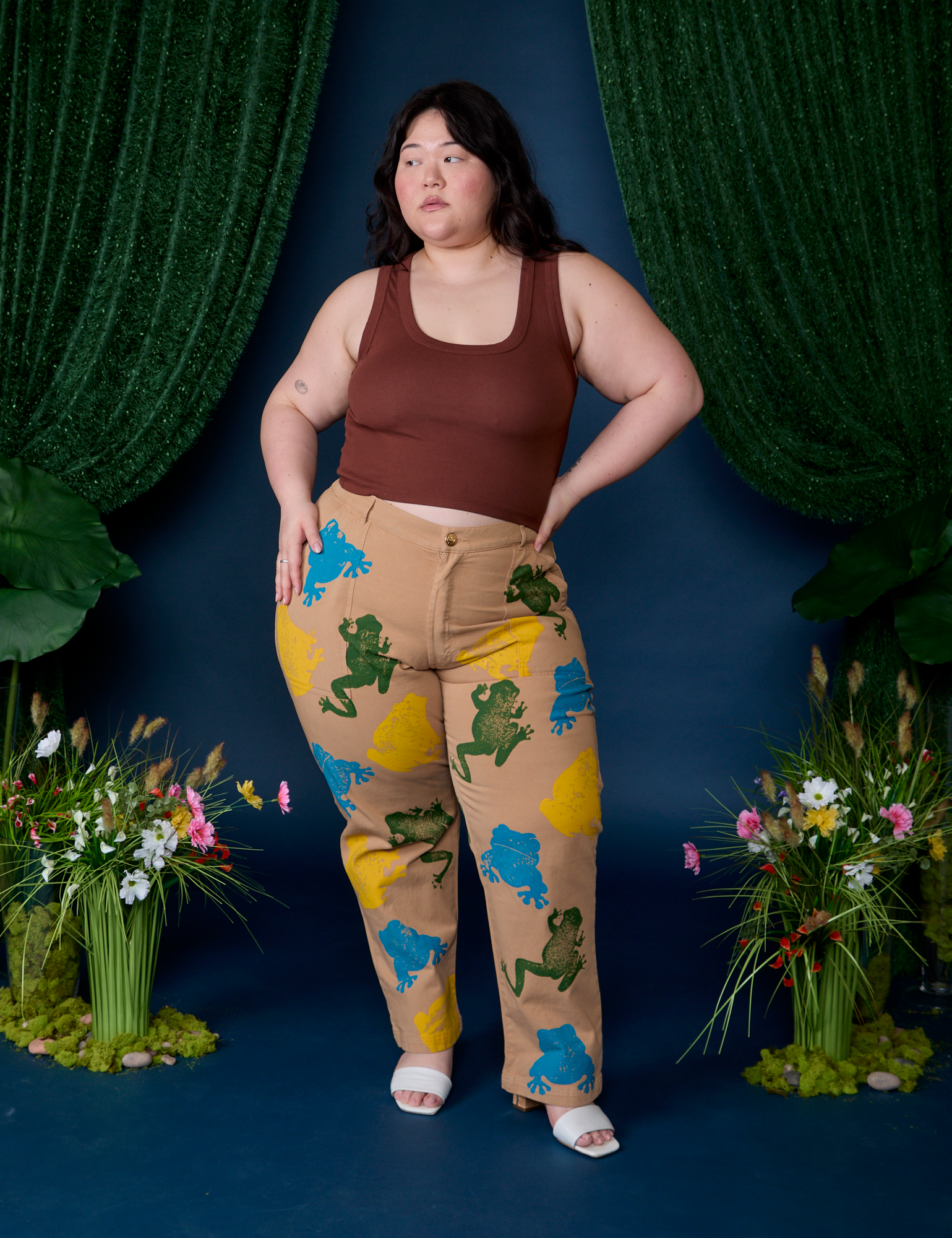 Paintstamped Work Pants - Froggy