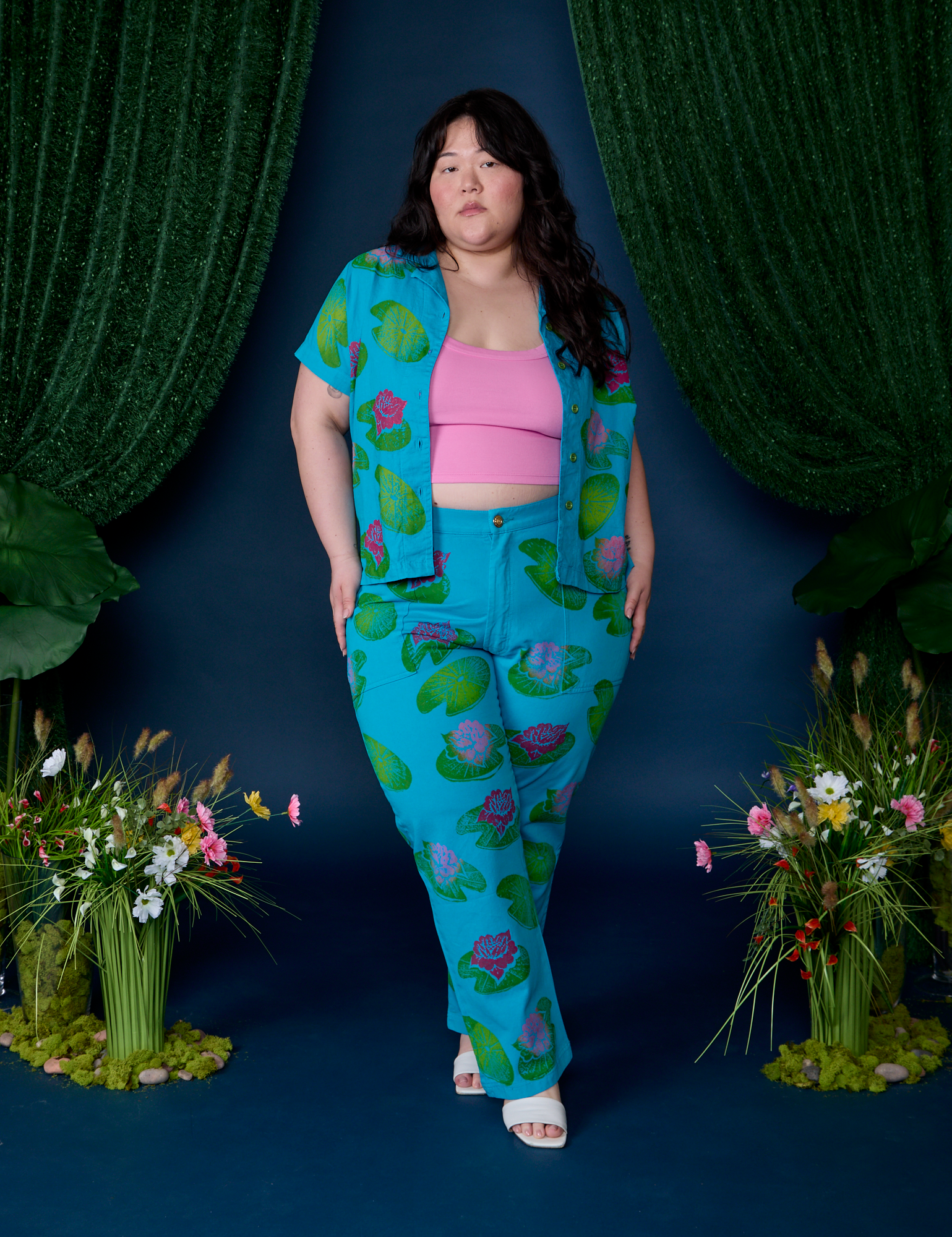 Paintstamped Pantry Button-Up - Lilypad