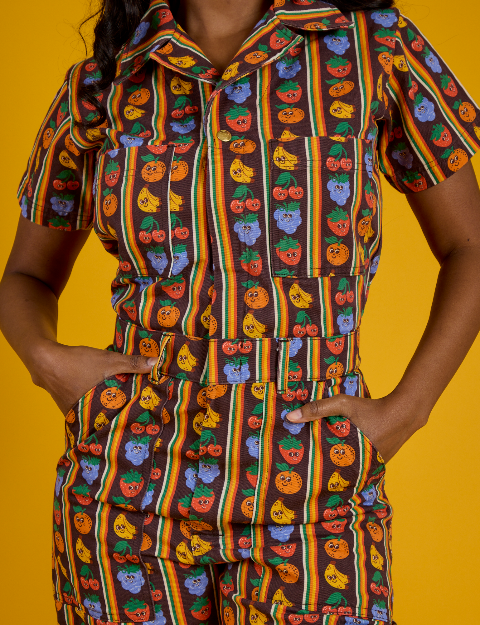 Short Sleeve Jumpsuit - Fruit Fantasy