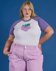 Juliet is wearing Produce Raglan Tee in Grape