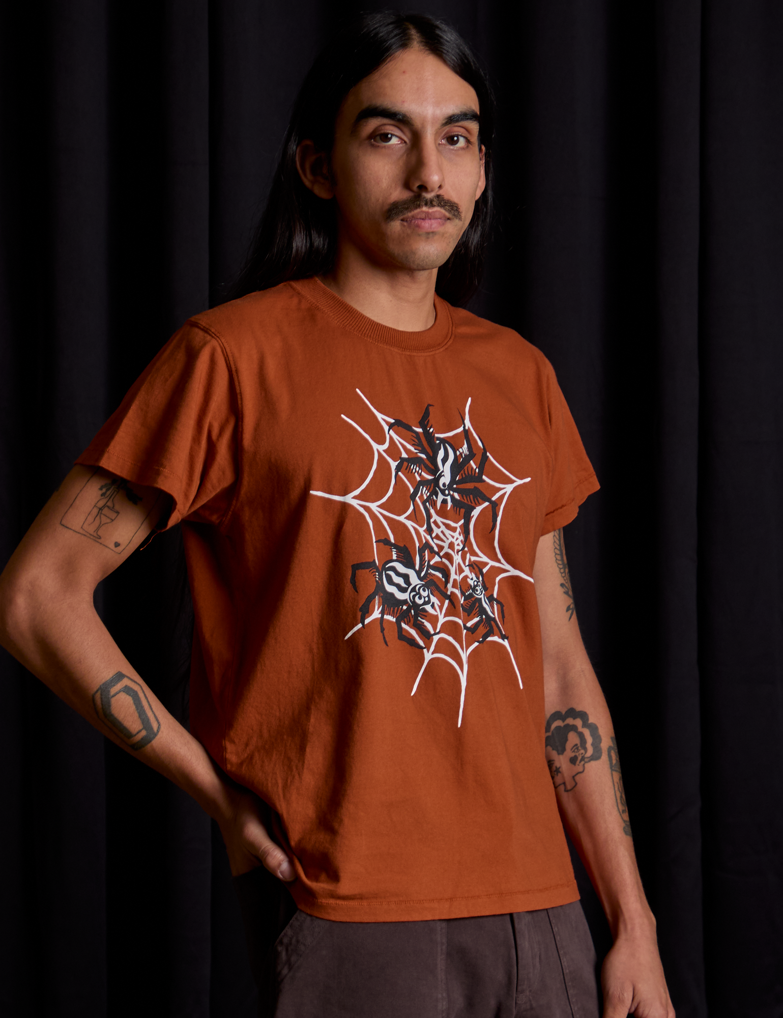 Angled front view of Vintage Tee in Spidey on Anthony