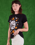 Halloween Organic Tee in Moon angled front view on Alex