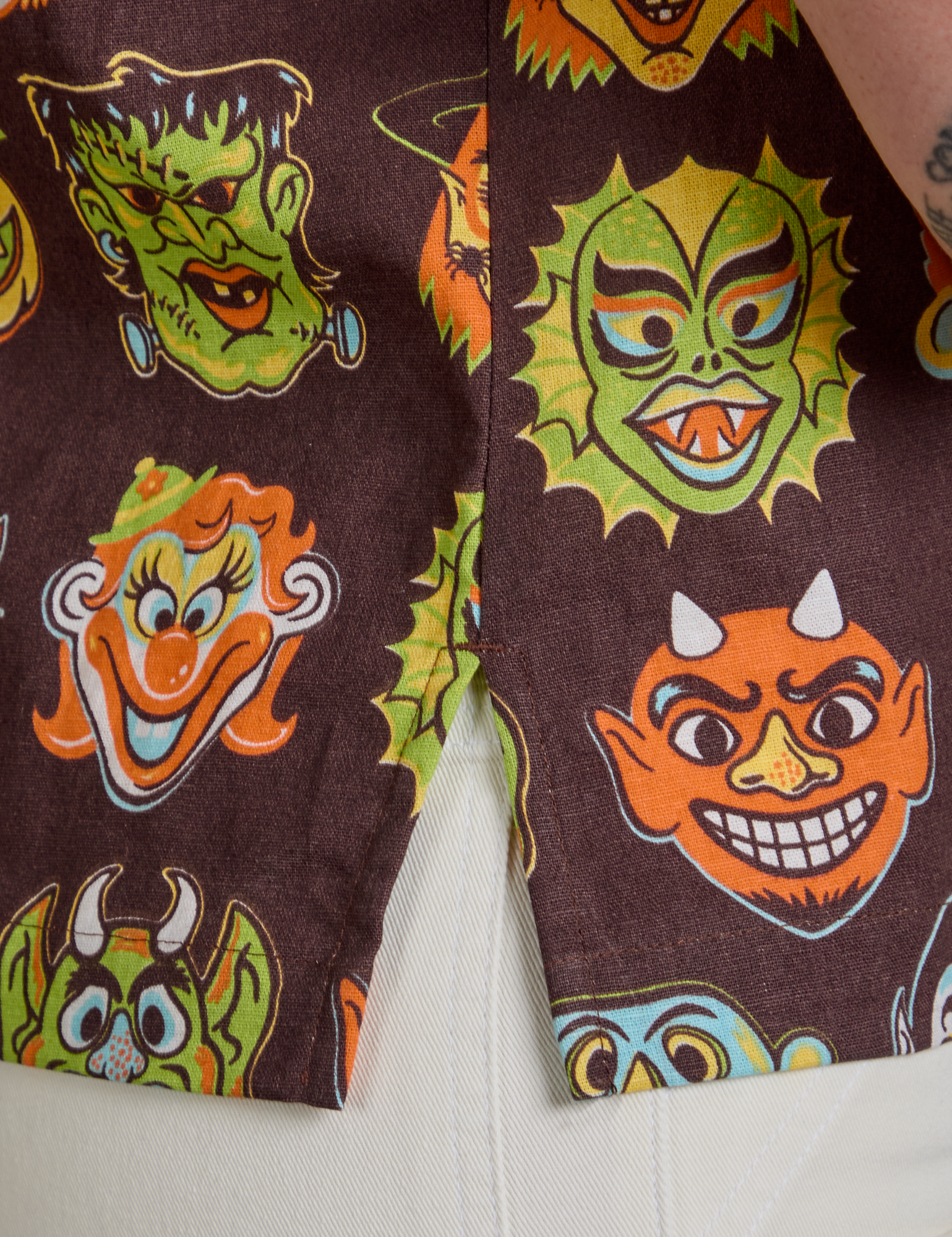 Halloween Masks Pantry Button-Up side close up