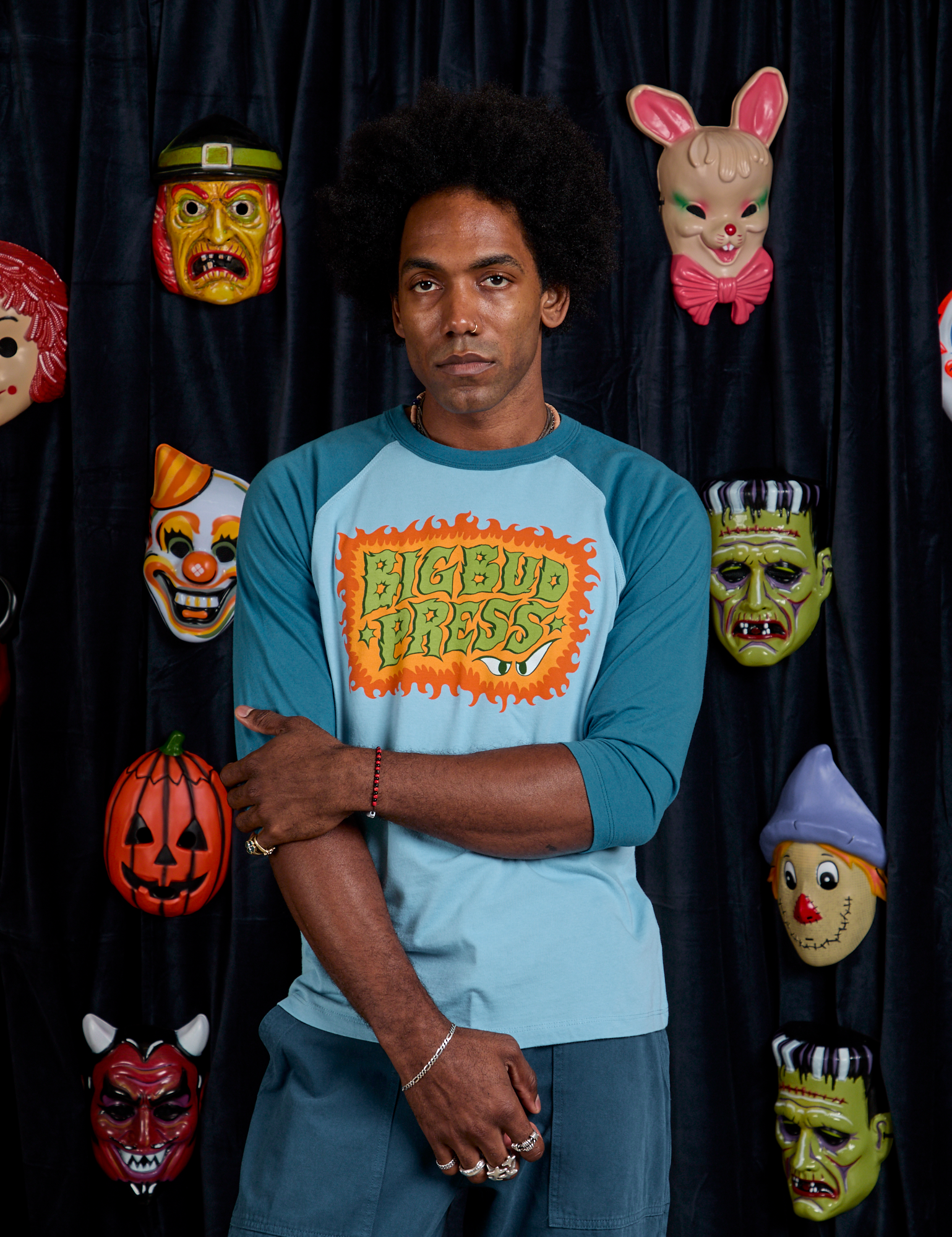 Raglan Tee in Haunted BBP worn by Jerrod