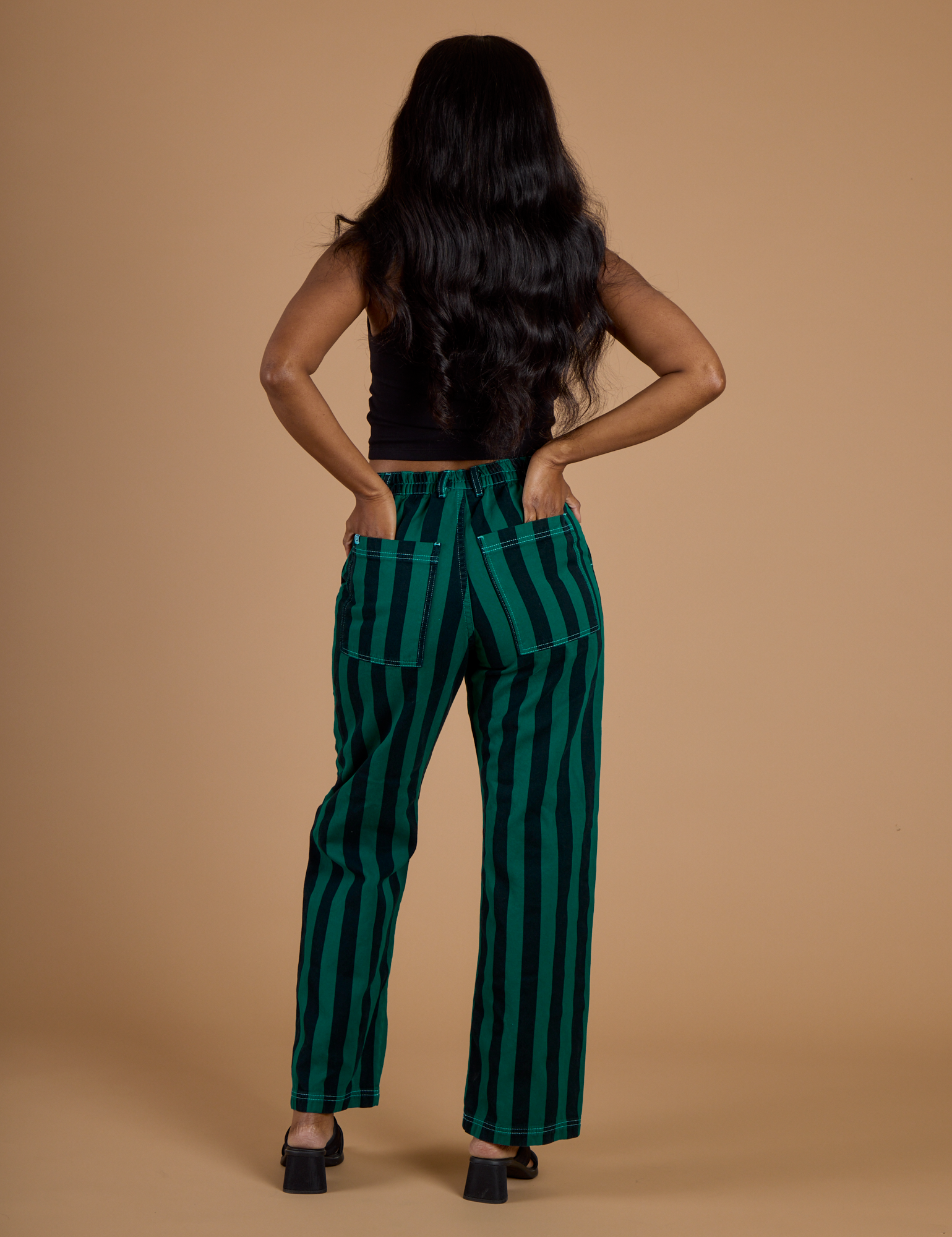 Black Stripe Work Pants - Hunter Green