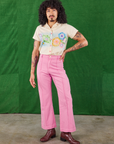 Jesse is wearing Pantry Button-Up in Lace Airbrush and bubblegum pink Western Pants
